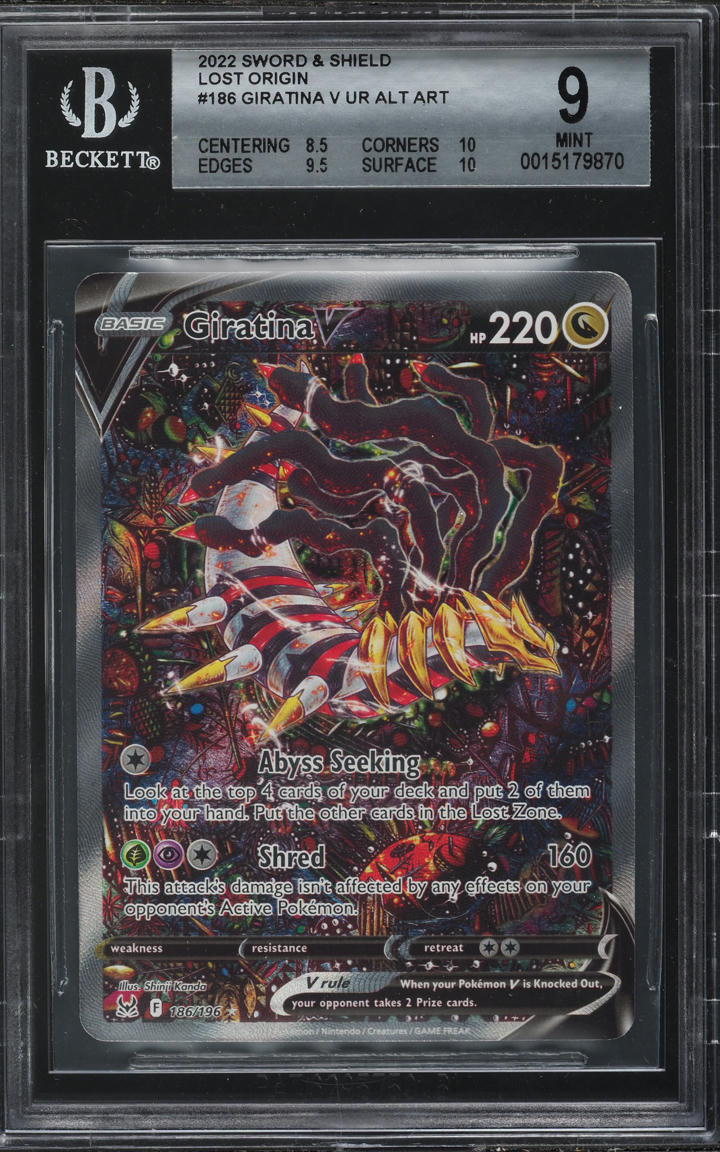2022 POKEMON SWORD & SHIELD LOST ORIGIN ALT ART GIRATINA V #186 BGS 9 lowpopping 2022 POKEMON SWORD & SHIELD LOST ORIGIN ALT ART GIRATINA V #186 BGS 9 lowpopping