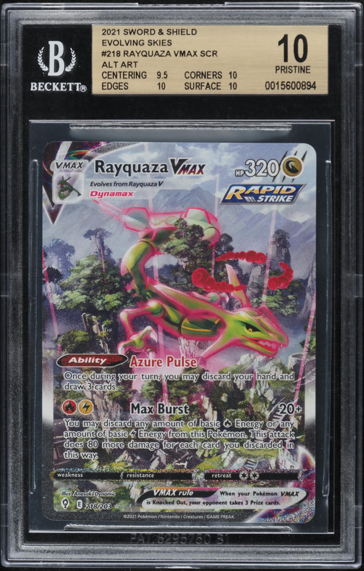 2021 POKEMON SWSH EVOLVING SKIES ALT ART RAYQUAZA VMAX #218 BGS 10 PRI – lowpopping
