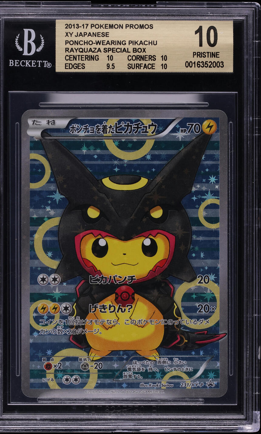 2016 POKEMON JAPANESE XY PROMO RAYQUAZA PONCHO PIKACHU #231 BGS 10 lowpopping 2016 POKEMON JAPANESE XY PROMO RAYQUAZA PONCHO PIKACHU #231 BGS 10 lowpopping