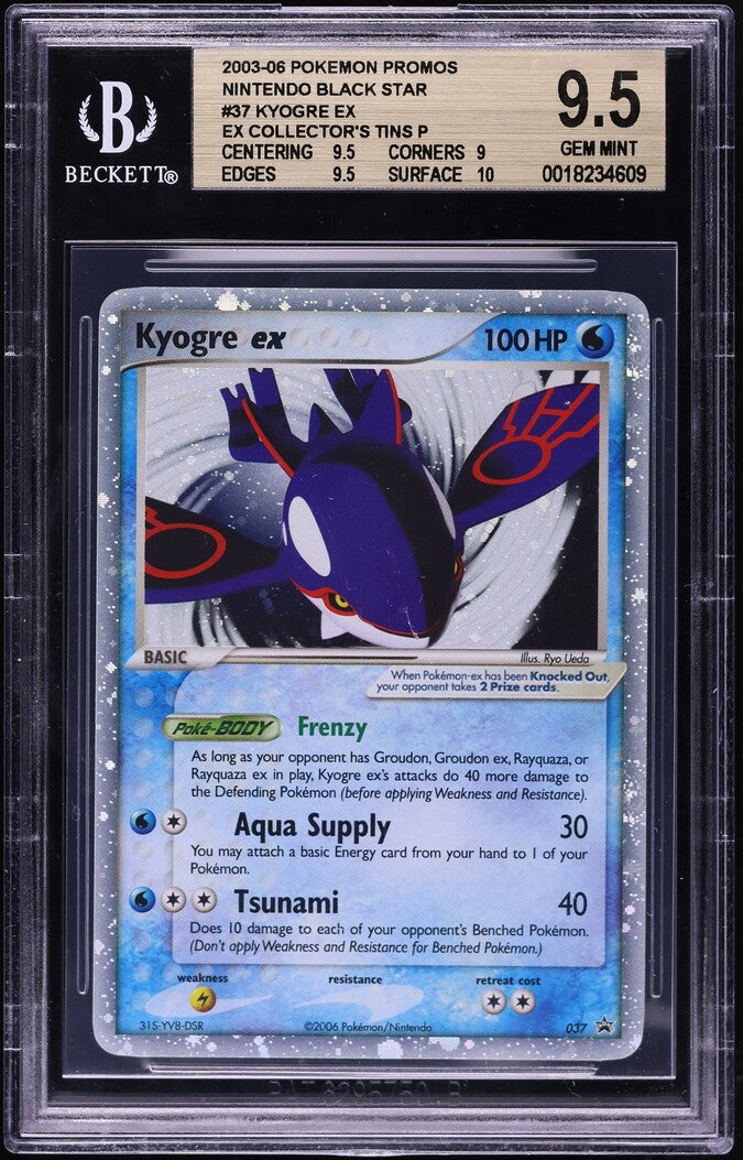 2006 POKEMON BLACK STAR PROMO COLLECTOR'S TINS KYOGRE EX #37 BGS 9.5 G – lowpopping