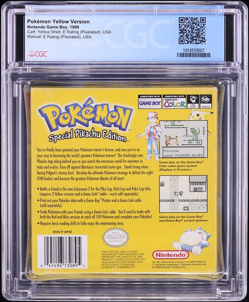 1999 POKEMON YELLOW VERSION NINTENDO GAME BOY GB CGC 8.0 CIB