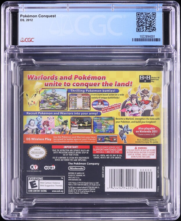 2012 POKEMON CONQUEST NINTENDO DS CGC 9.8 A+
