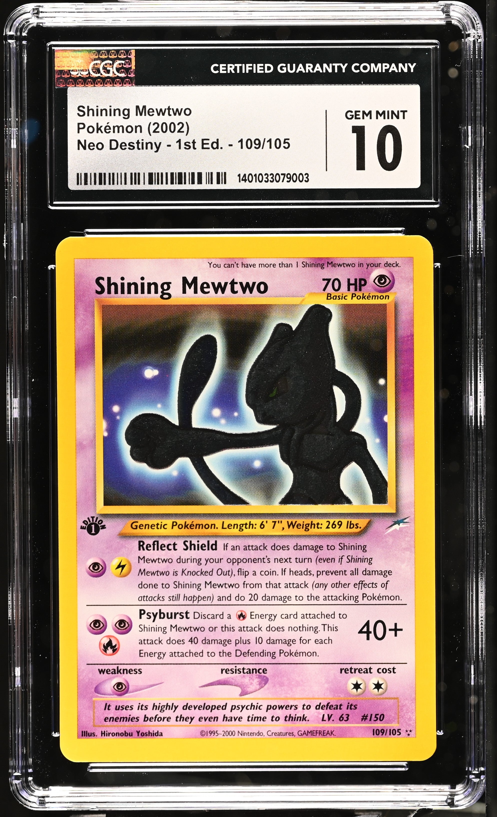 2002 POKEMON NEO DESTINY 1ST EDITION SHINING MEWTWO #109 CGC 10 GEM MI lowpopping 2002 POKEMON NEO DESTINY 1ST EDITION SHINING MEWTWO #109 CGC 10 GEM MI lowpopping
