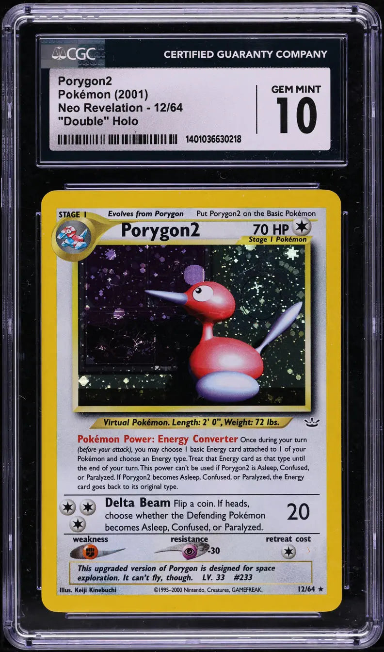 2001 POKEMON NEO REVELATION DOUBLE HOLO PORYGON 2 #12 CGC 10 GEM MINT lowpopping 2001 POKEMON NEO REVELATION DOUBLE HOLO PORYGON 2 #12 CGC 10 GEM MINT lowpopping