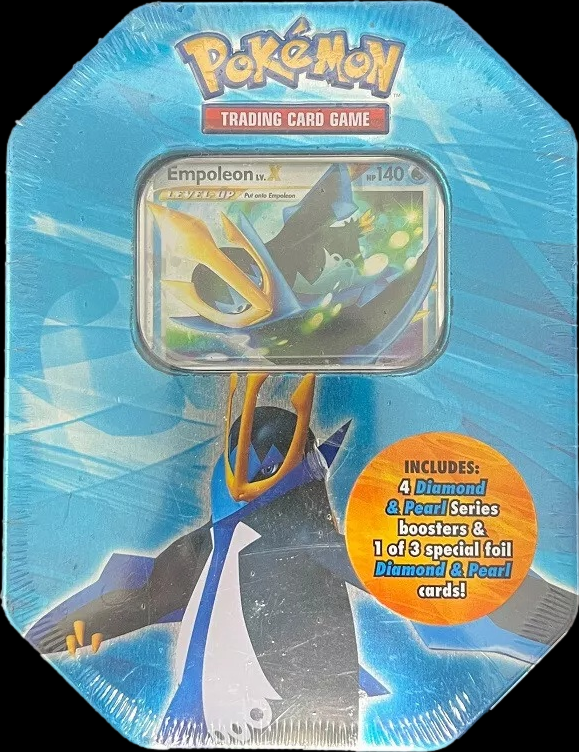 2007 POKEMON DIAMOND & PEARL DP EMPOLEON LV. X COLLECTOR'S TIN SEALED *GENERIC IMAGE SMALL TEAR*