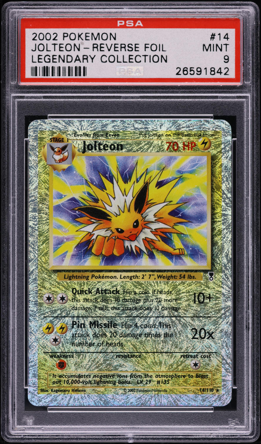 2002 POKEMON LEGENDARY COLLECTION REVERSE HOLO JOLTEON #14 PSA 9 MINT 2002 POKEMON LEGENDARY COLLECTION REVERSE HOLO JOLTEON #14 PSA 9 MINT