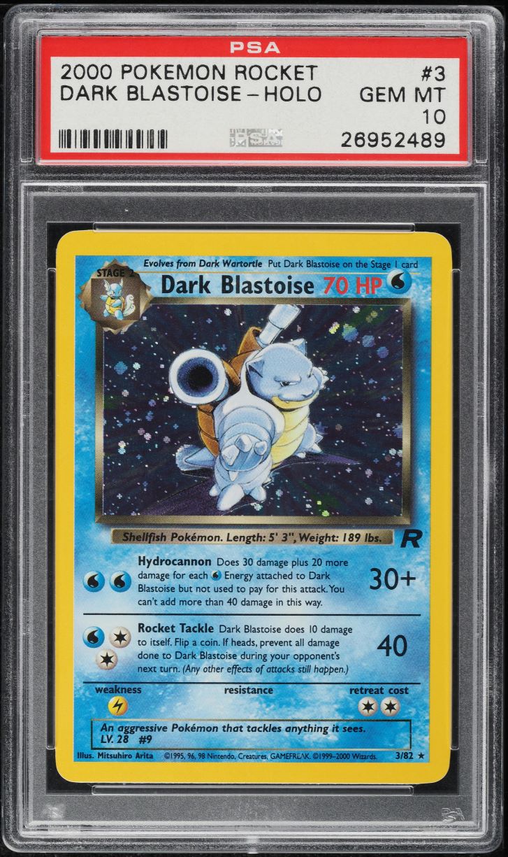2000 POKEMON TEAM ROCKET HOLO DARK BLASTOISE #3 PSA 10 GEM MINT lowpopping 2000 POKEMON TEAM ROCKET HOLO DARK BLASTOISE #3 PSA 10 GEM MINT lowpopping