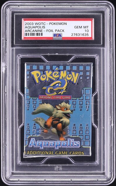 2003 POKEMON AQUAPOLIS ARCANINE BOOSTER PACK PSA 10 2003 POKEMON AQUAPOLIS ARCANINE BOOSTER PACK PSA 10
