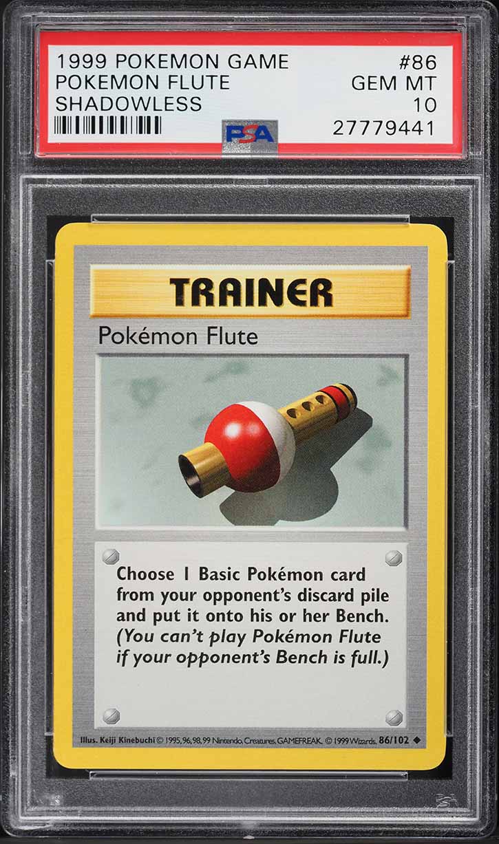 1999 POKEMON BASE SET SHADOWLESS POKEMON FLUTE 86 PSA 10 GEM MINT