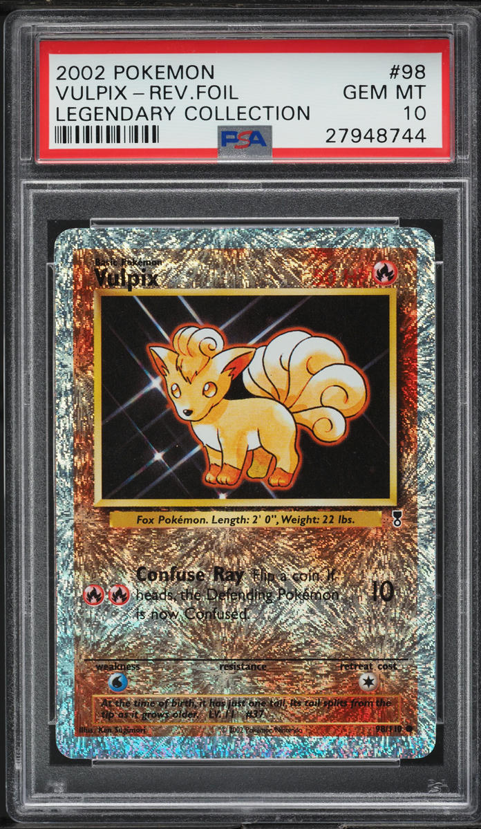 2002 POKEMON LEGENDARY COLLECTION REVERSE HOLO VULPIX #98 PSA 10