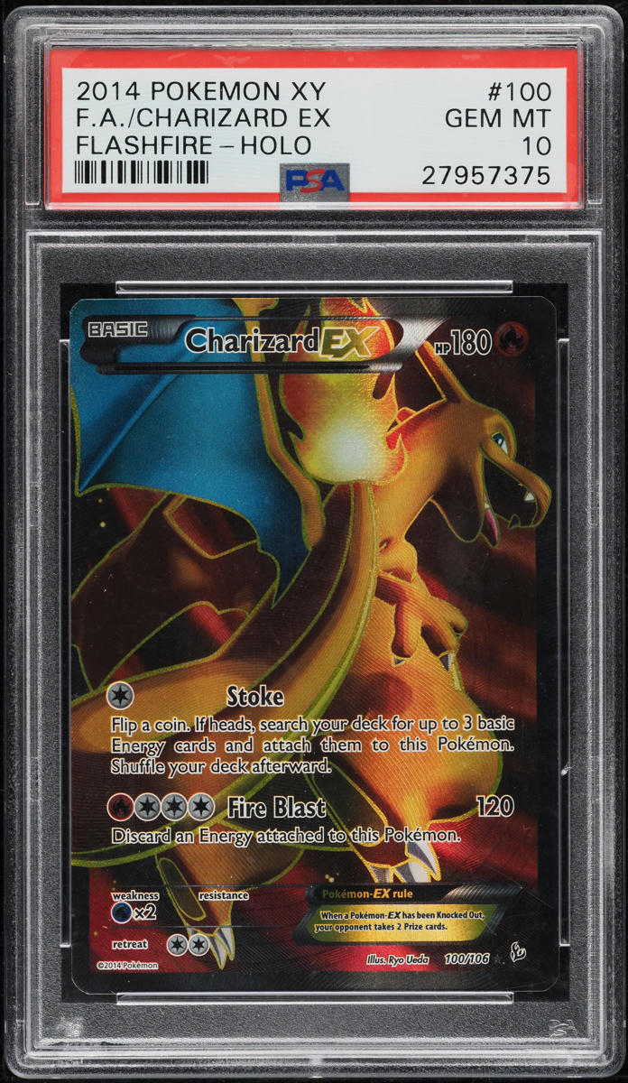 pokemon mega-charizard xy flashfire holo card 2014 POKEMON XY FLASHFIRE FULL ART HOLO CHARIZARD EX #100 PSA 10 GEM M – lowpopping