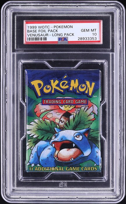 1999 POKEMON BASE SET VENUSAUR LONG BOOSTER PACK PSA 10 – lowpopping