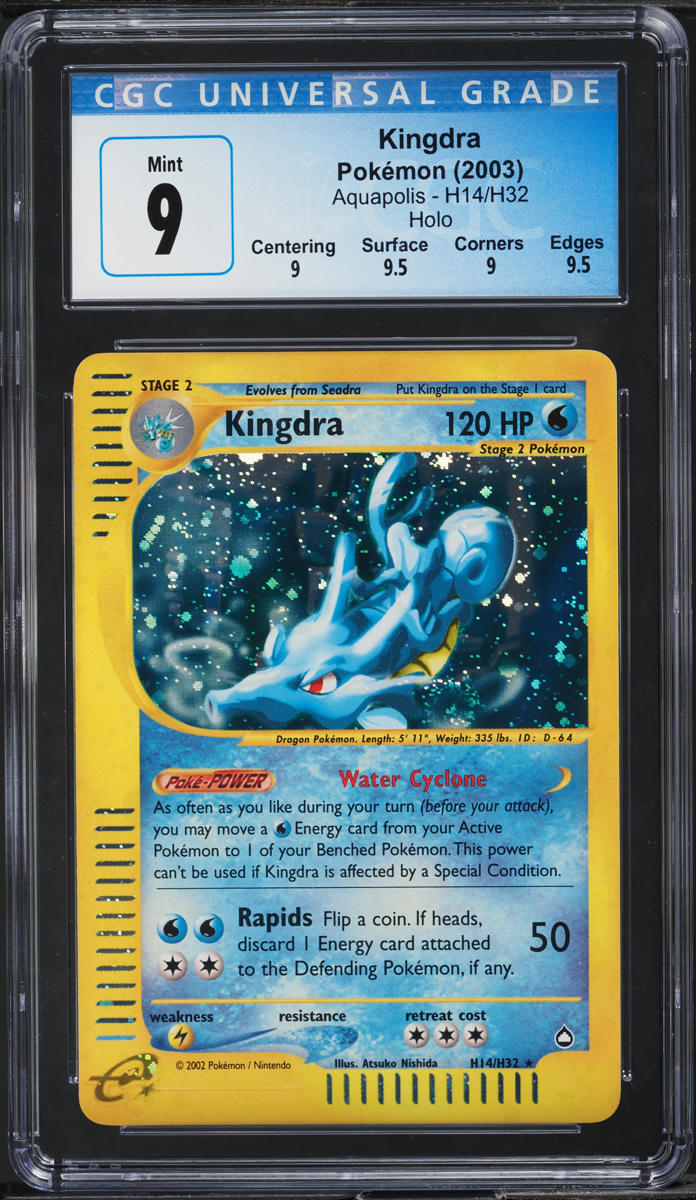 2003 POKEMON AQUAPOLIS HOLO KINGDRA #H14 CGC 9 MINT – lowpopping
