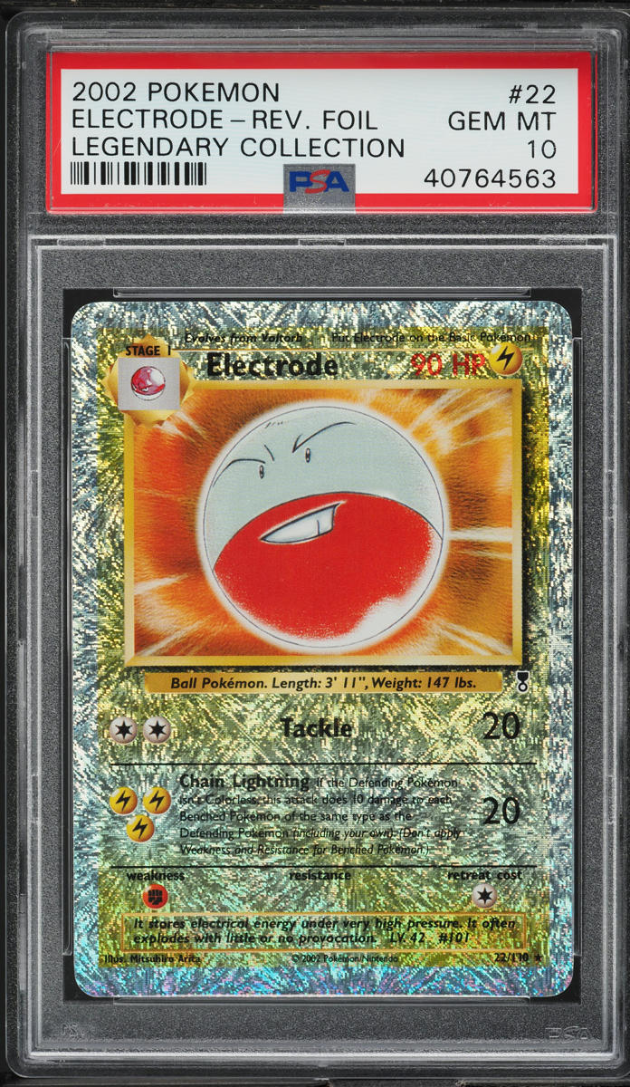 2002 POKEMON LEGENDARY COLLECTION REVERSE HOLO ELECTRODE #22 PSA 10 GE lowpopping 2002 POKEMON LEGENDARY COLLECTION REVERSE HOLO ELECTRODE #22 PSA 10 GE lowpopping
