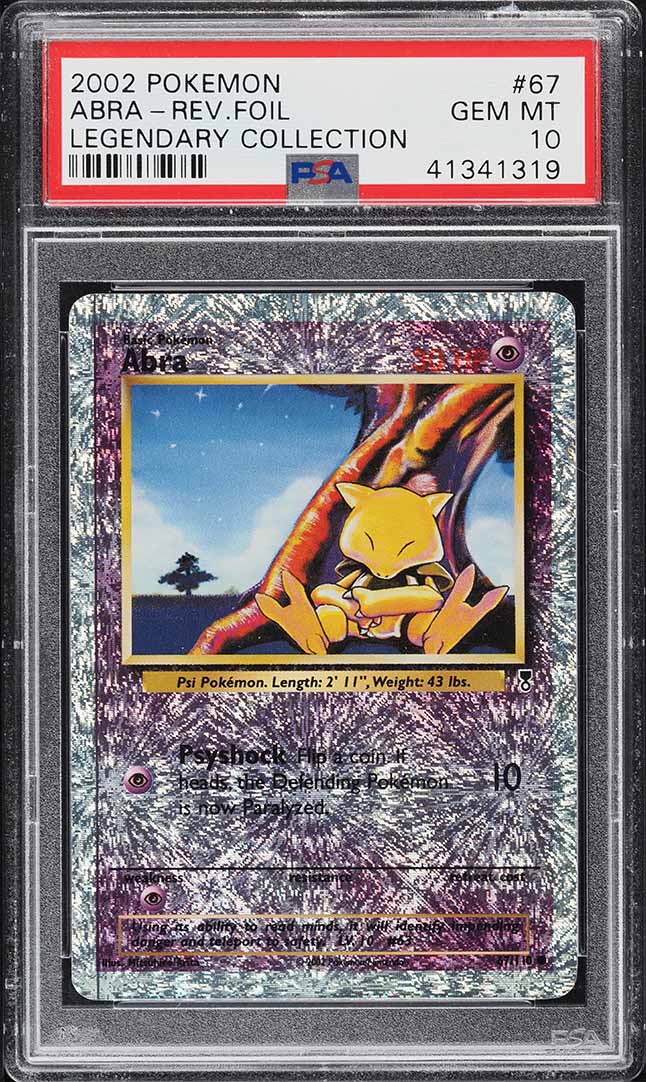 2002 POKEMON LEGENDARY COLLECTION REVERSE HOLO ABRA #67 PSA 10 GEM MIN – lowpopping