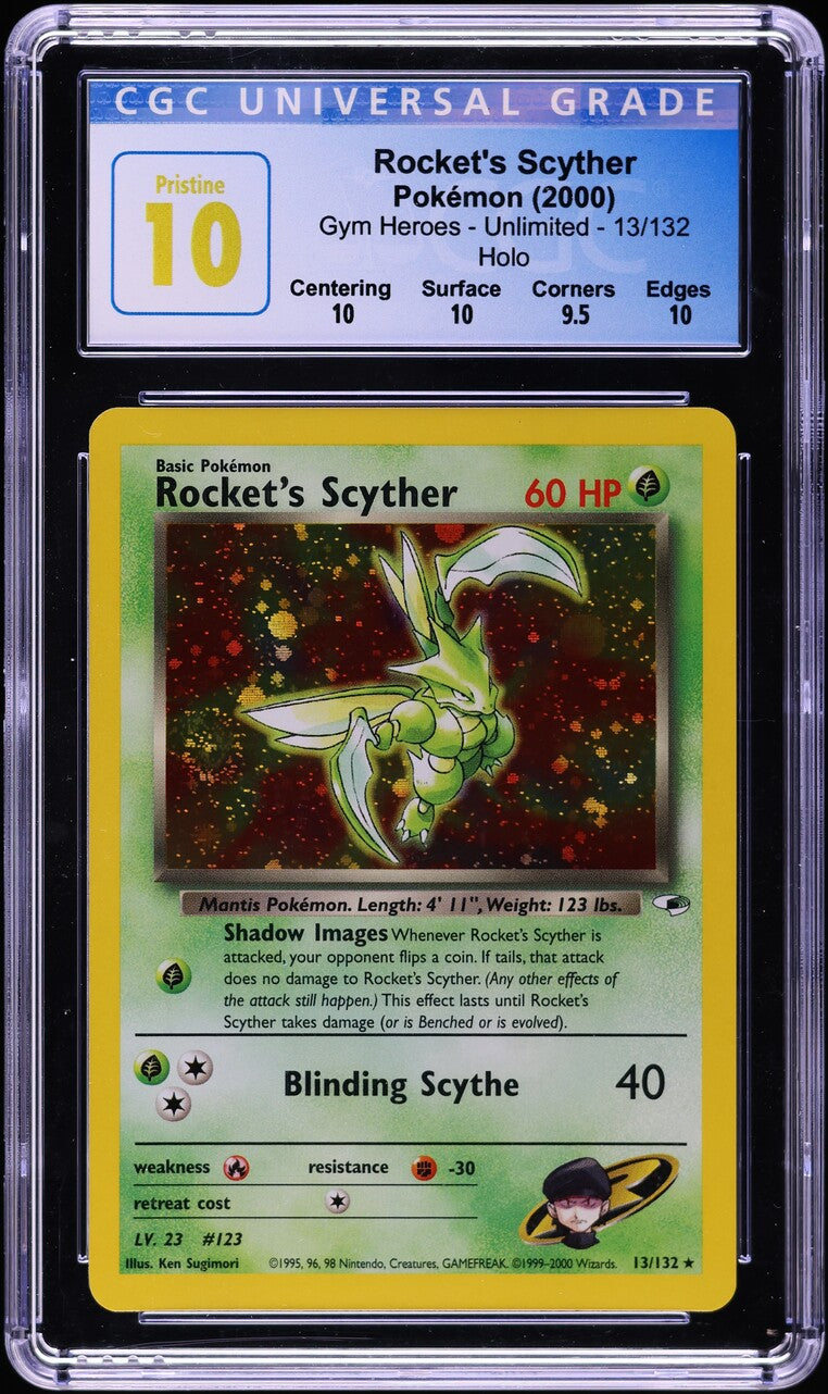 2000 POKEMON GYM HEROES HOLO ROCKET'S SCYTHER #13 CGC 10 PRISTINE – lowpopping
