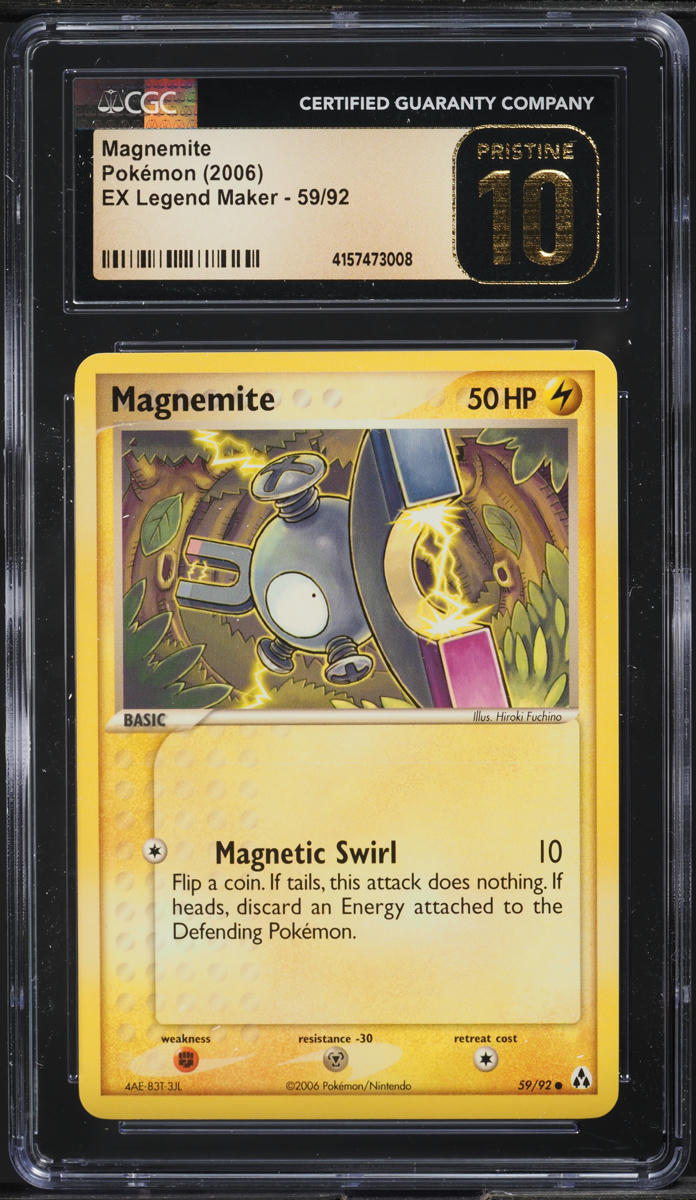 magnemite pokemon card 2006 POKEMON EX LEGEND MAKER MAGNEMITE #59 CGC 10 PRISTINE – lowpopping