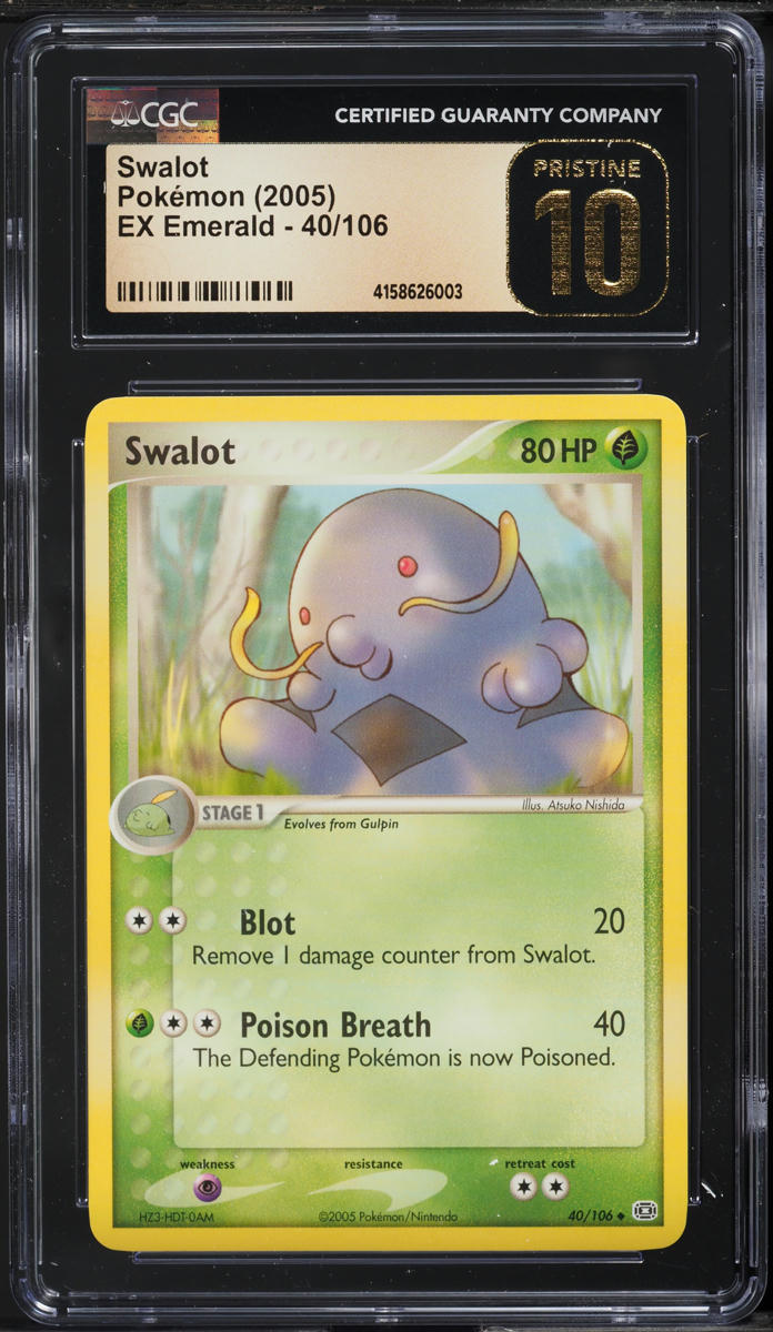 swalot pokemon card 2005 POKEMON EX EMERALD SWALOT #40 CGC 10 PRISTINE