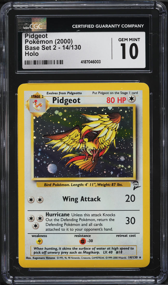 2000 POKEMON BASE SET 2 HOLO PIDGEOT 14 CGC 10 GEM MINT lowpopping