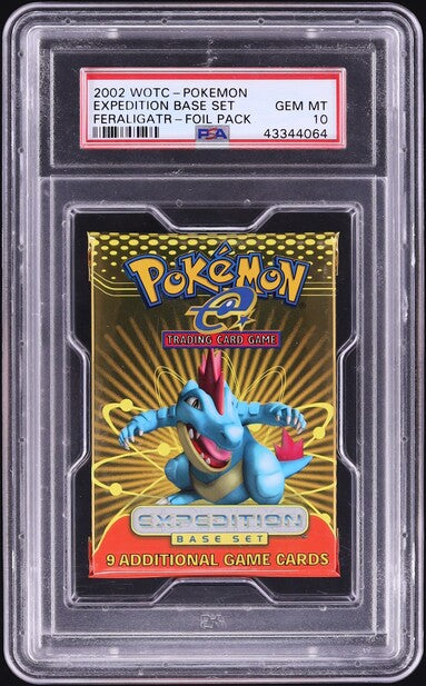 2002 POKEMON EXPEDITION BASE SET FERALIGATR BOOSTER PACK PSA 10 2002 POKEMON EXPEDITION BASE SET FERALIGATR BOOSTER PACK PSA 10