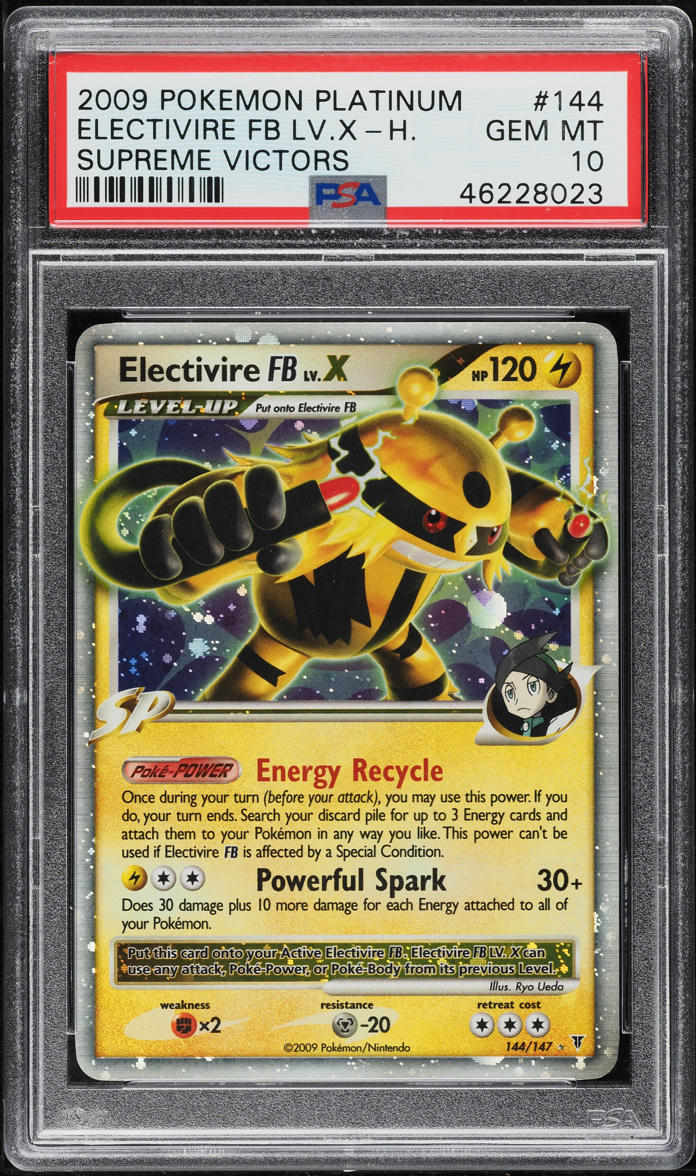 2009 pokemon cards 2009 POKEMON PLATINUM SUPREME VICTORS HOLO ELECTIVIRE FB LV.X #144 PSA – lowpopping