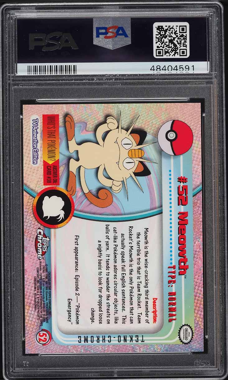 2000 TOPPS CHROME POKEMON SERIES 1 TEKNO MEOWTH #52 PSA 10 GEM MINT
