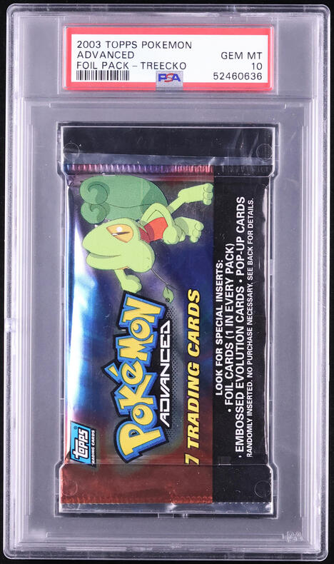 2003 TOPPS POKEMON ADVANCED TREECKO BOOSTER PACK PSA 10 2003 TOPPS POKEMON ADVANCED TREECKO BOOSTER PACK PSA 10