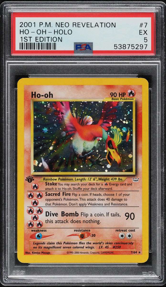 2001 POKEMON NEO REVELATION 1ST EDITION HOLO HO-OH #7 PSA 5 EX