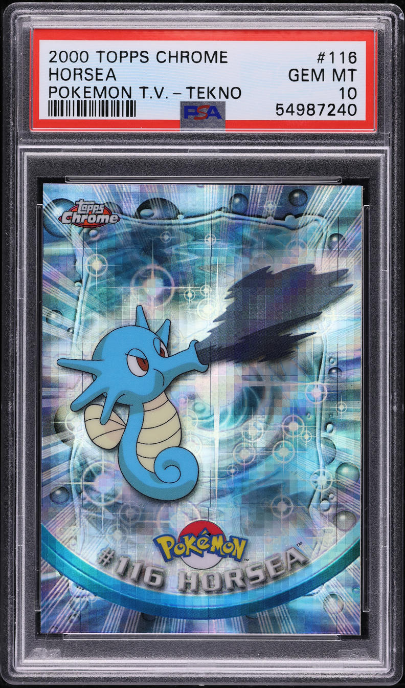 pokemon chrome cards 2000 TOPPS CHROME POKEMON SERIES 2 TEKNO HORSEA #116 PSA 10 GEM MINT