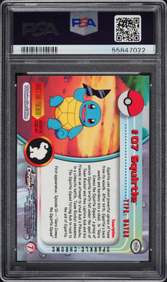 2000 TOPPS CHROME POKEMON SERIES 1 SPARKLE SQUIRTLE #7 PSA 10 GEM MINT