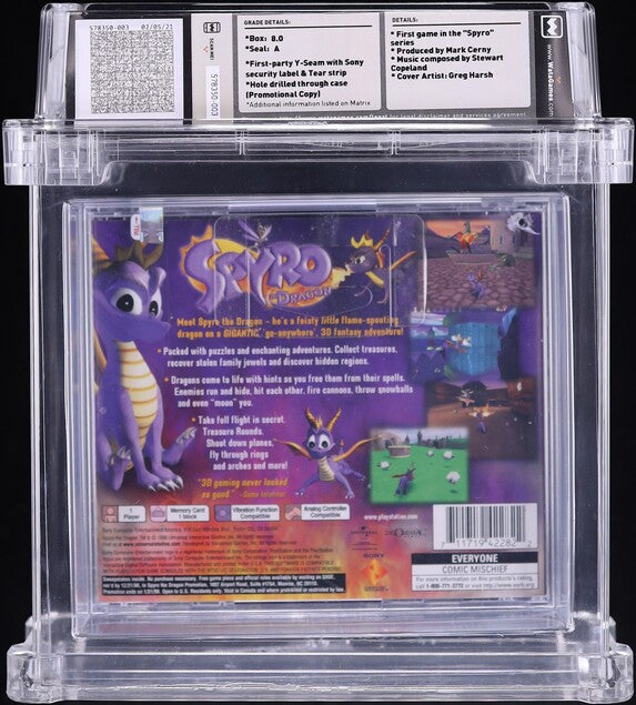 1998 SPYRO THE DRAGON PLAYSTATION 1 PS1 WATA 8.0 A SEALED