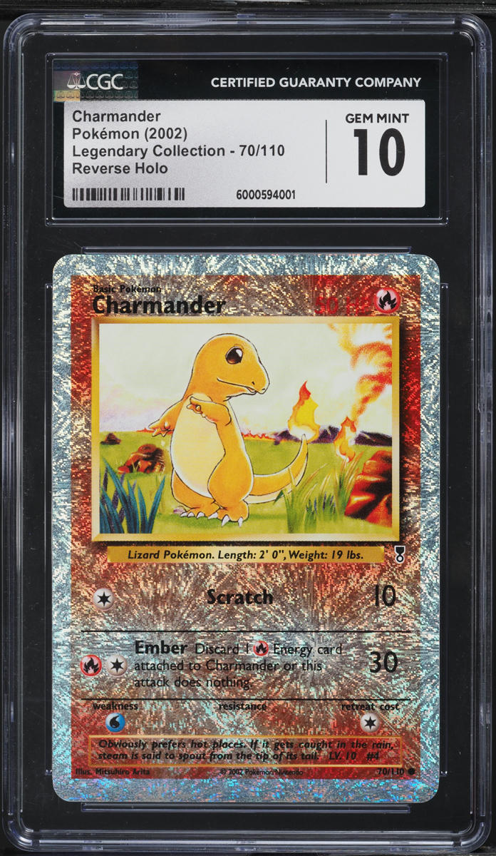 2002 POKEMON LEGENDARY COLLECTION REVERSE HOLO CHARMANDER #70 CGC 10 –  lowpopping