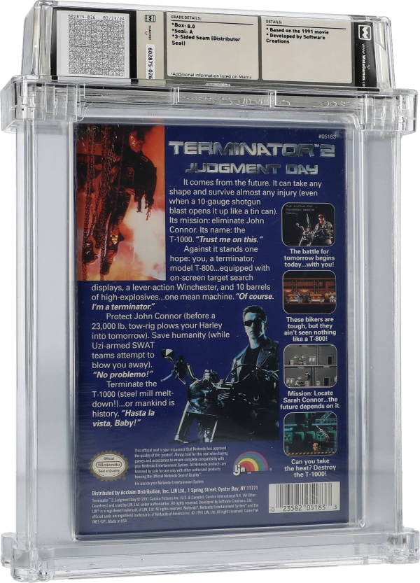 1992 TERMINATOR 2 JUDGMENT DAY NINTENDO ENTERTAINMENT SYSTEM NES WATA 8.0 A SEALED *POP 1*