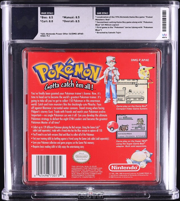 1998 POKEMON RED VERSION SANDSHREW NINTENDO GAME BOY GB WATA 8.5 CIB