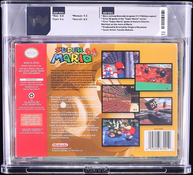 1996 SUPER MARIO 64 NINTENDO 64 N64 WATA 8.5 CIB