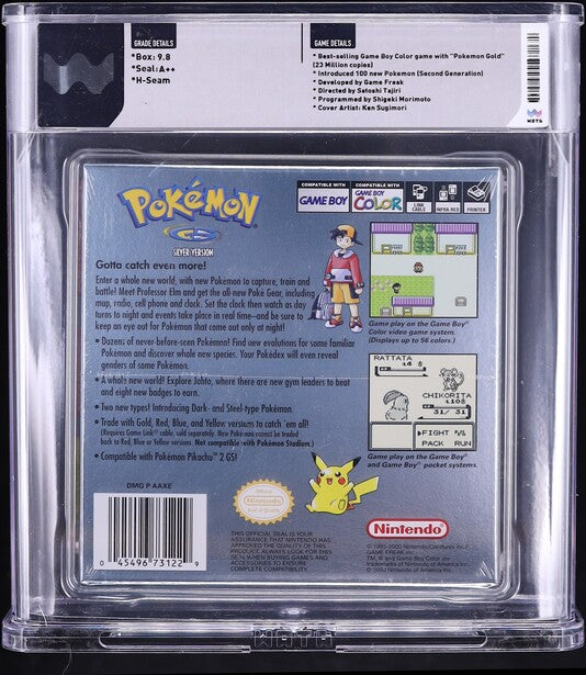 2000 POKEMON SILVER VERSION NINTENDO GAME BOY COLOR GBC WATA 9.8 A++ SEALED