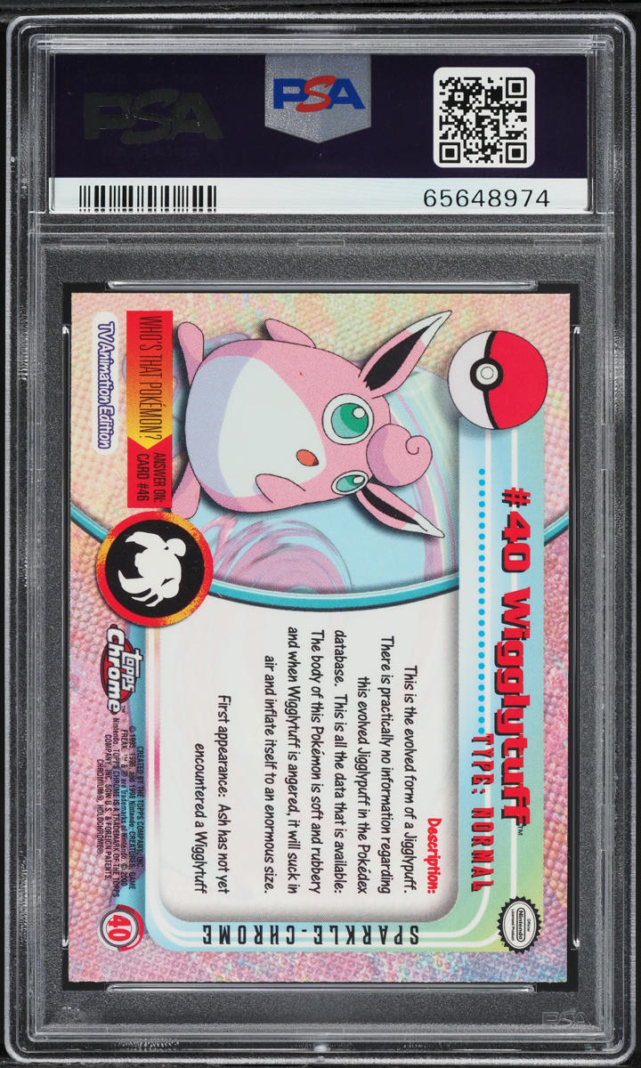 2000 TOPPS CHROME POKEMON SERIES 1 SPARKLE WIGGLYTUFF #40 PSA 10 GEM MINT