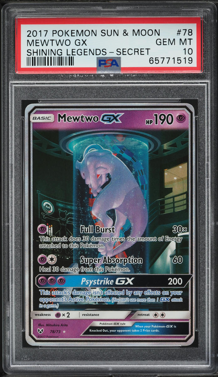 2017 POKEMON SUN & MOON SHINING LEGENDS ALT ART MEWTWO GX #78 PSA 10 G –  lowpopping