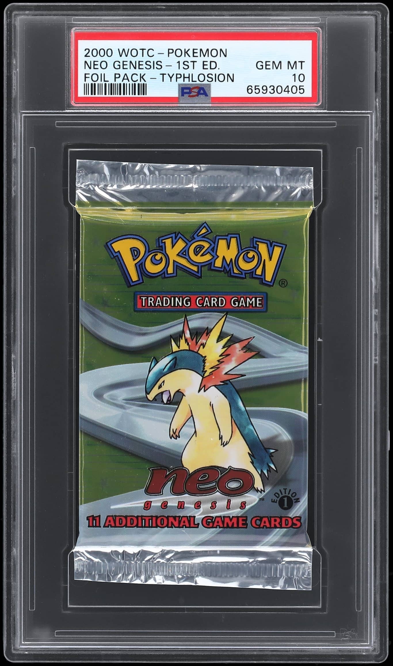 2000 POKEMON NEO GENESIS 1ST EDITION TYPHLOSION BOOSTER PACK PSA 10 lowpopping 2000 POKEMON NEO GENESIS 1ST EDITION TYPHLOSION BOOSTER PACK PSA 10 lowpopping