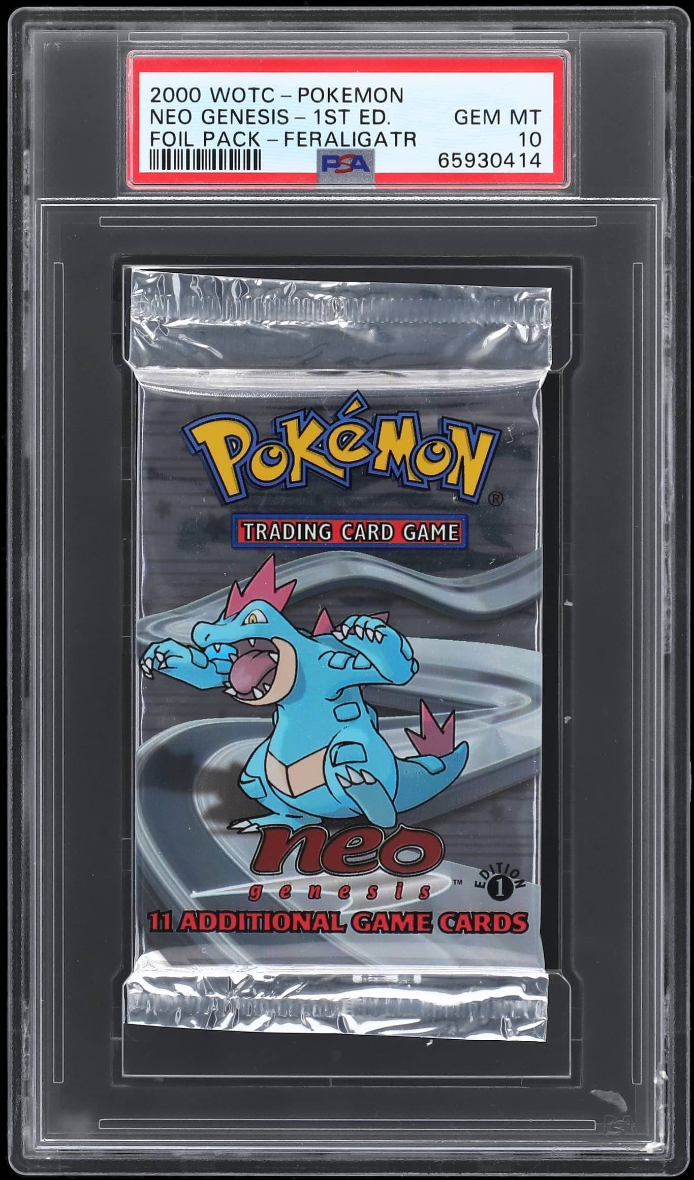 2000 POKEMON NEO GENESIS 1ST EDITION FERALIGATR BOOSTER PACK PSA 10 lowpopping 2000 POKEMON NEO GENESIS 1ST EDITION FERALIGATR BOOSTER PACK PSA 10 lowpopping