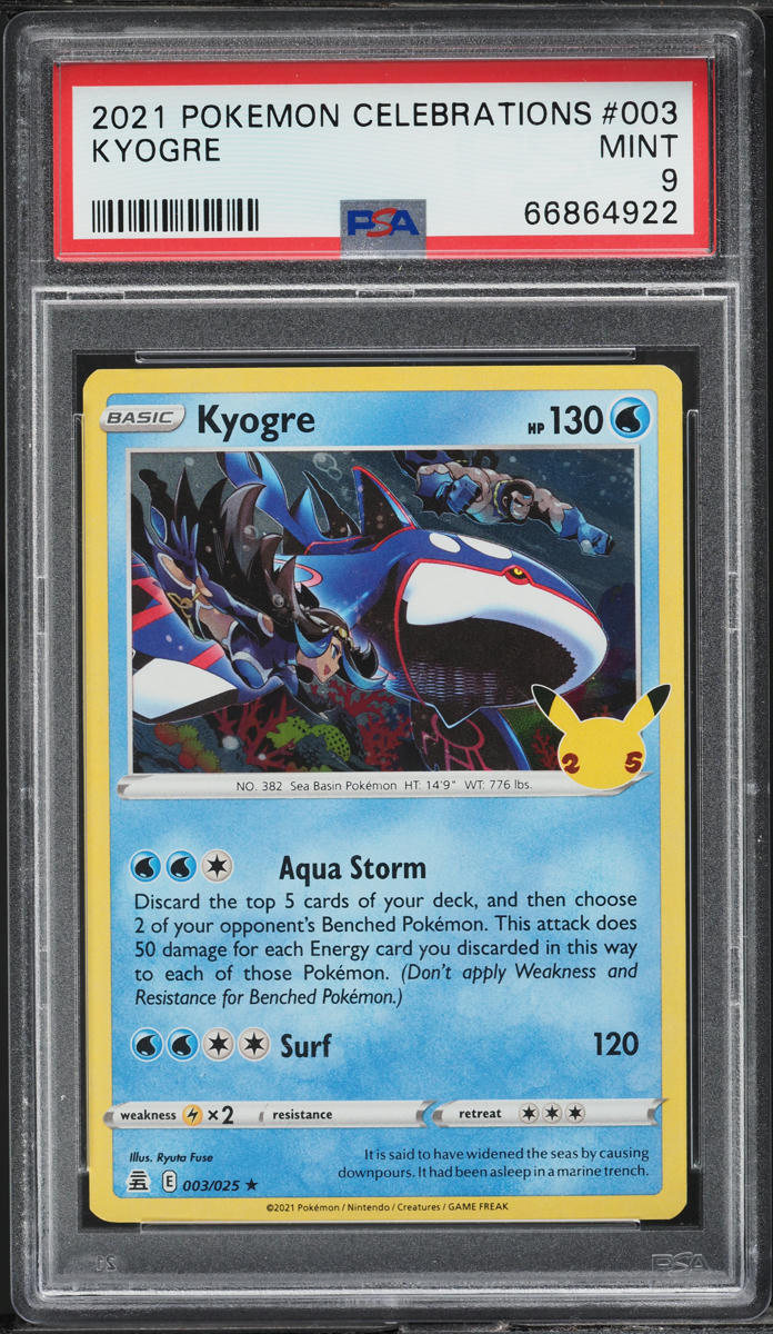 basic kyogre pokemon card 2021 POKEMON CELEBRATIONS KYOGRE #003 PSA 9 MINT – lowpopping