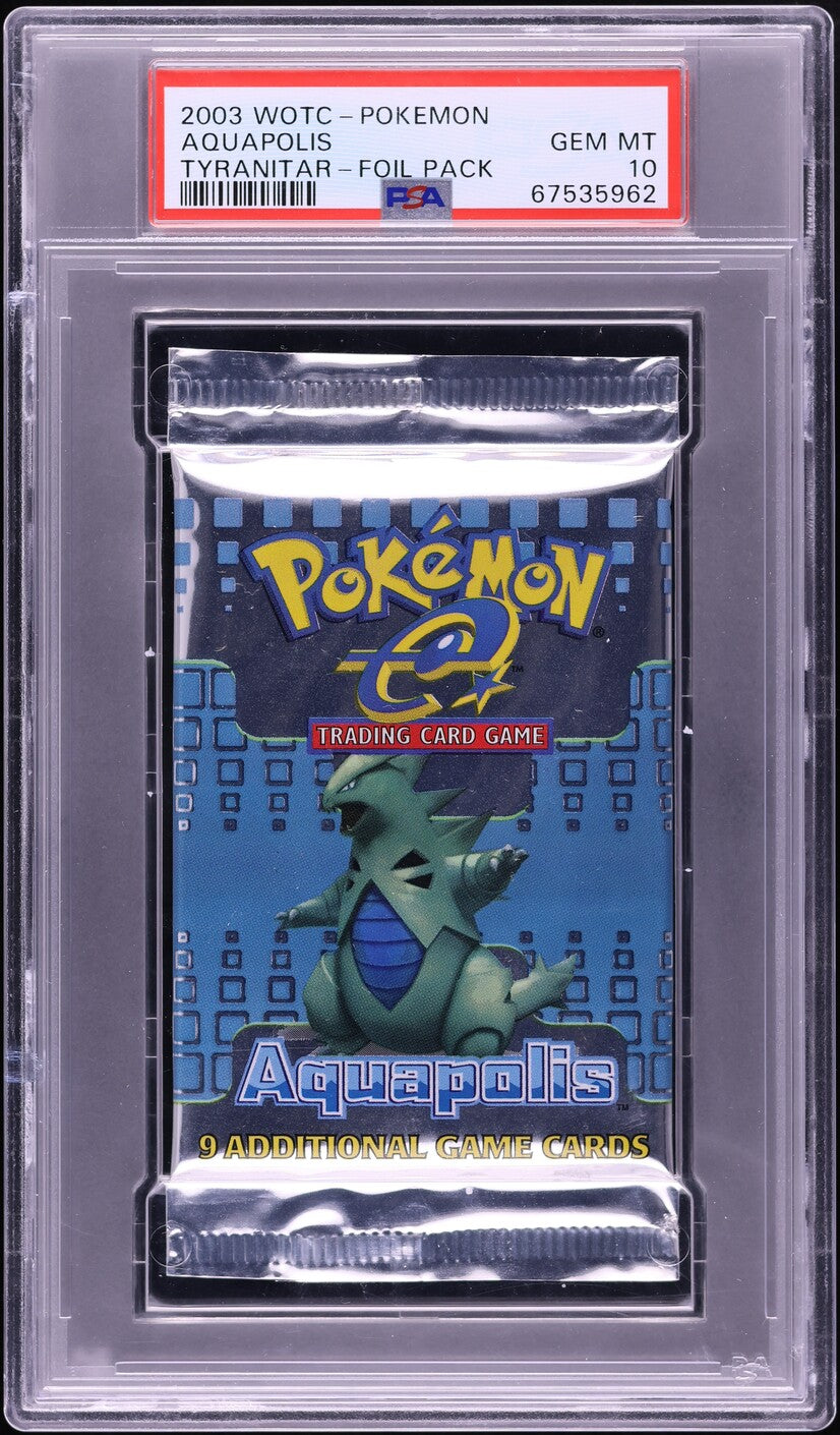 2003 POKEMON AQUAPOLIS TYRANITAR BOOSTER PACK PSA 10 – lowpopping
