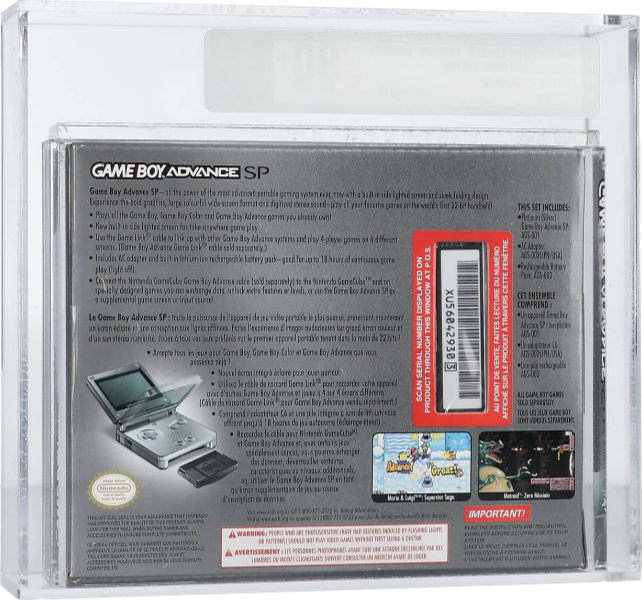2004 NINTENDO GAME BOY ADVANCE SP PLATINUM CONSOLE SEALED VGA 90+