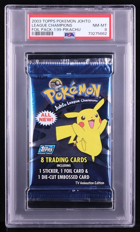 2003 TOPPS POKEMON JOHTO LEAGUE CHAMPIONS PIKACHU BOOSTER PACK PSA 8 lowpopping 2003 TOPPS POKEMON JOHTO LEAGUE CHAMPIONS PIKACHU BOOSTER PACK PSA 8 lowpopping
