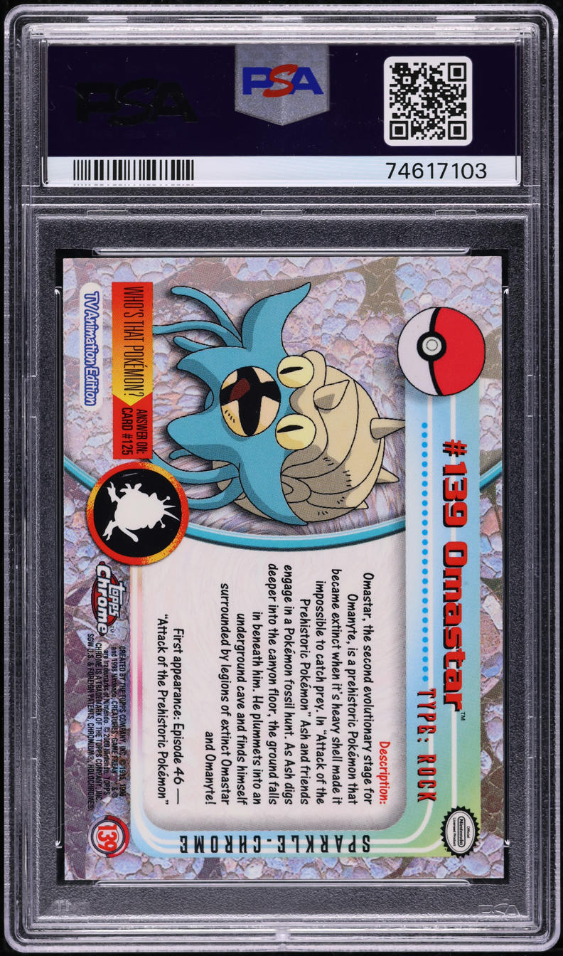 2000 TOPPS CHROME POKEMON SERIES 2 SPARKLE OMASTAR #139 PSA 10 GEM MINT