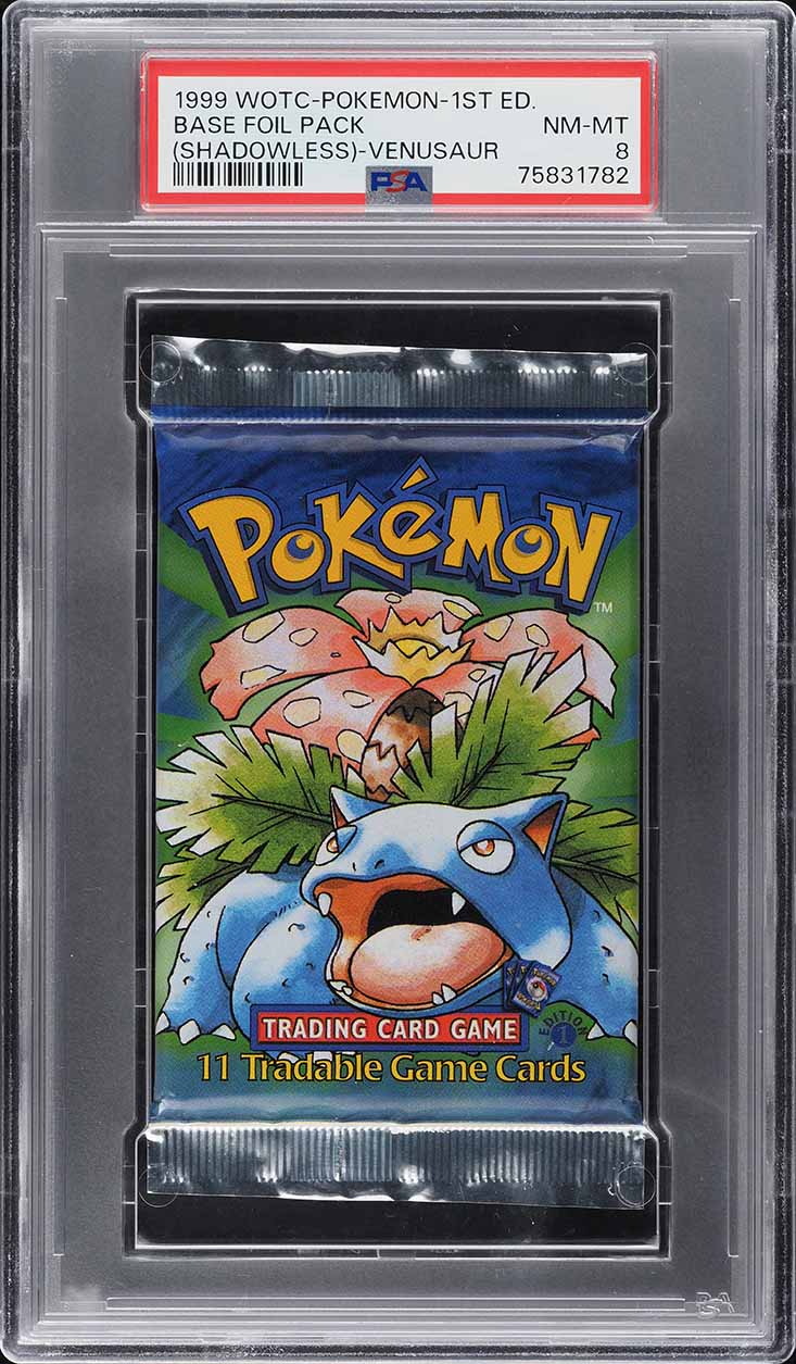1999 POKEMON 1ST EDITION BASE SHADOWLESS FOIL PACK VENUSAUR PSA 8 NM-M lowpopping 1999 POKEMON 1ST EDITION BASE SHADOWLESS FOIL PACK VENUSAUR PSA 8 NM-M lowpopping