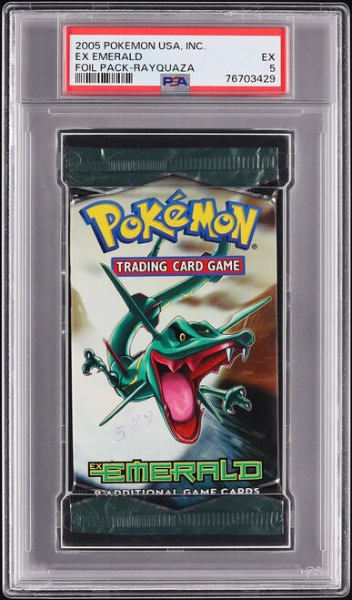 2005 POKEMON EX EMERALD RAYQUAZA BOOSTER PACK PSA 5 – lowpopping
