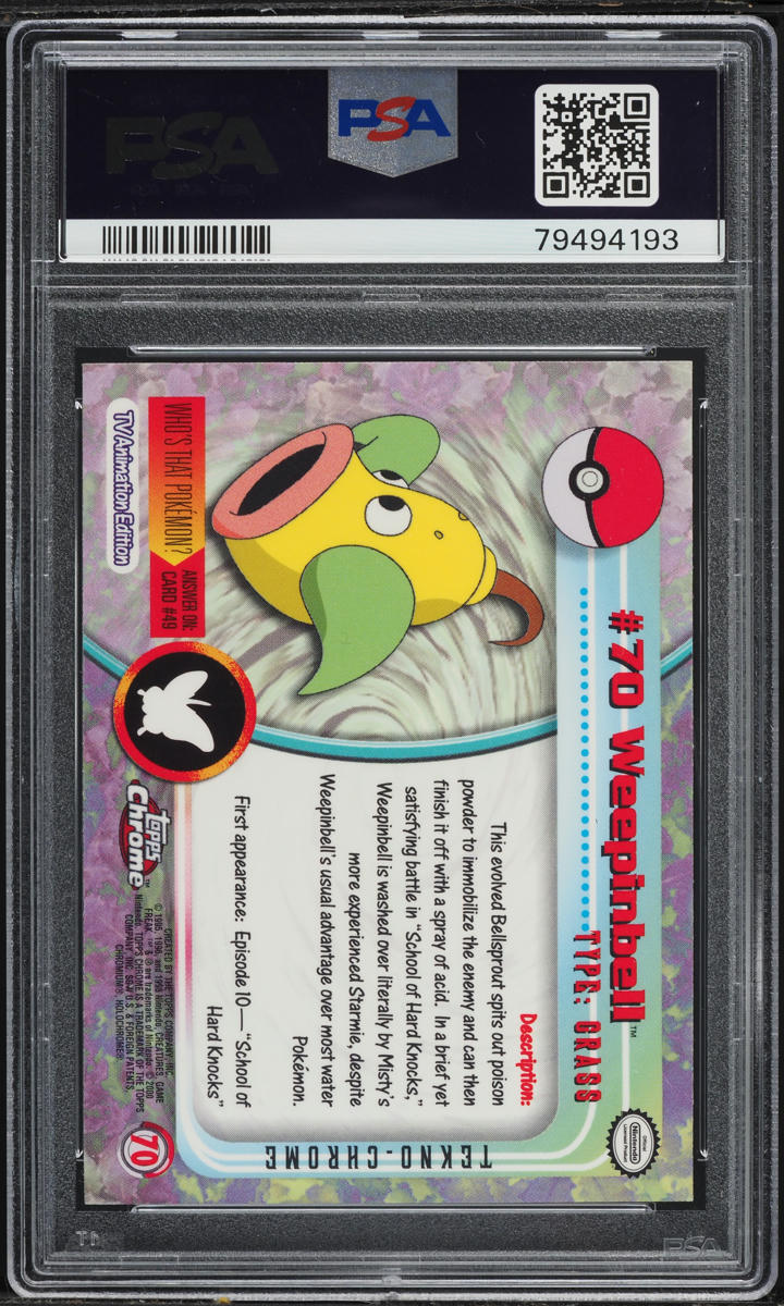 2000 TOPPS CHROME POKEMON SERIES 1 TEKNO WEEPINBELL #70 PSA 10 GEM MINT