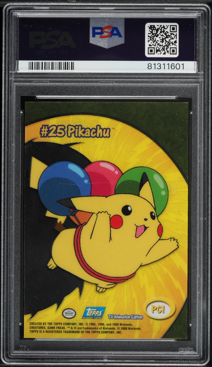 2000 TOPPS POKEMON TV ANIMATION CLEAR CARDS PIKACHU #PC1 PSA 9 MINT