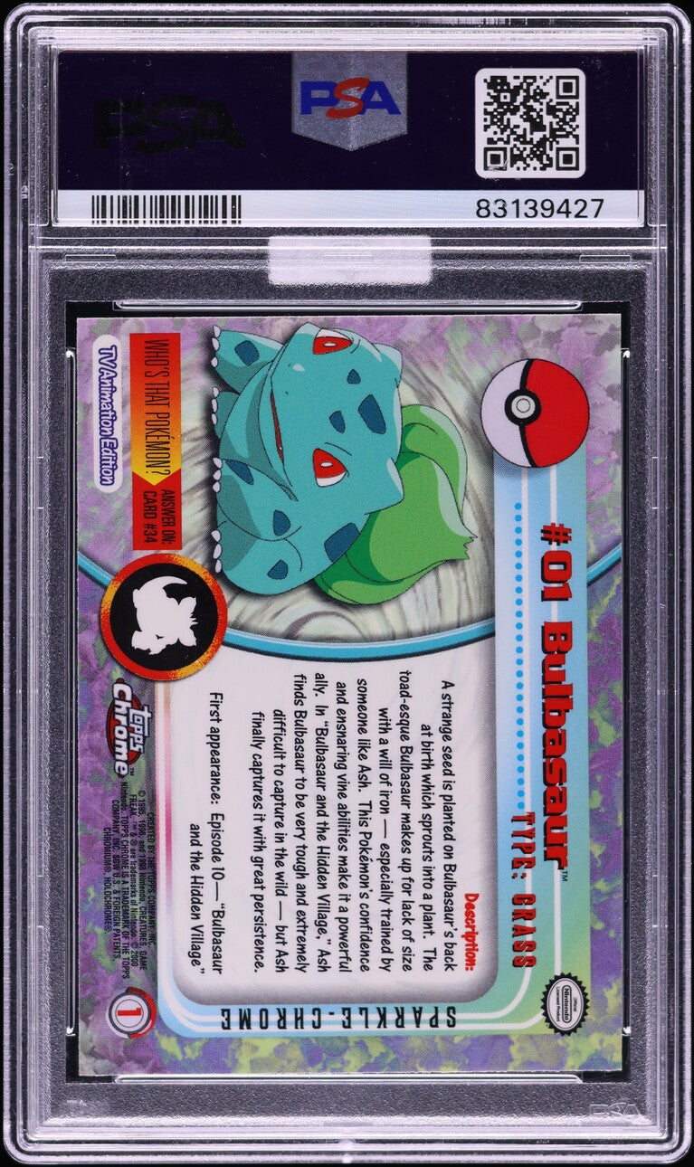 2000 TOPPS CHROME POKEMON SERIES 1 SPARKLE BULBASAUR #1 PSA 10 GEM MINT
